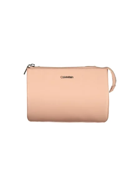 Lniana torebka Calvin Klein na ramiączkach różowa