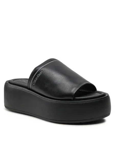 Bőr papucs Calvin Klein fekete