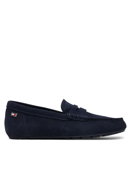 Mokasini Tommy Hilfiger Flag Soft Suede Driver Loafer Mornarsko modra