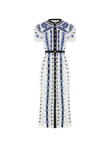 Haftowana sukienka koszulowa Temperley London biała