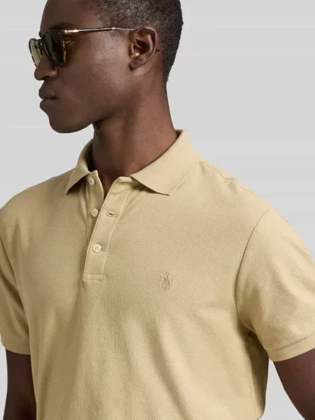 Koszulka polo o kroju slim fit z czystej bawełny Polo Ralph Lauren beżowa