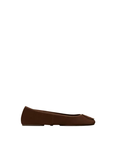 Balerinki Tory Burch skórzane brązowe