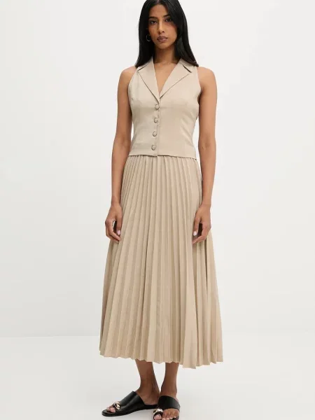 Answear Lab vestă și fustă femei bej