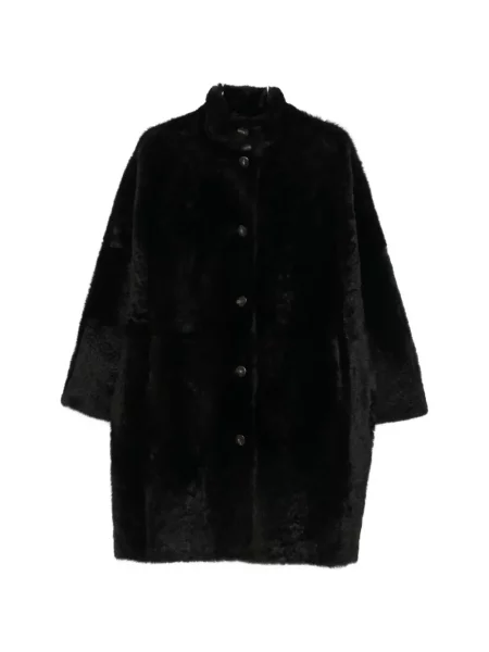 Reversibil geacă Yves Salomon din piele de oaie negru