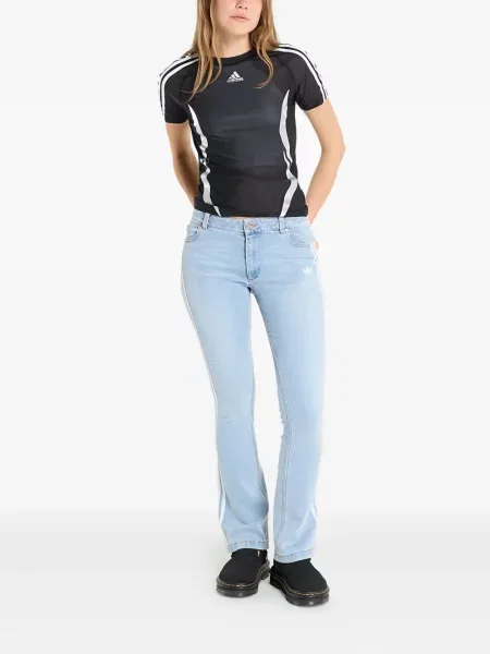 Футбол тениска с дълъг ръкав Adidas на райета мъниста бяло