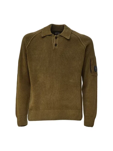 Dzianinowa koszulka polo C.p. Company brązowa