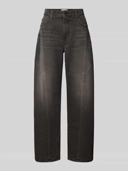 Spodnie o kroju barrel fit z mieszanki bawełny model Dakota Barrel Seam' Mac czarne