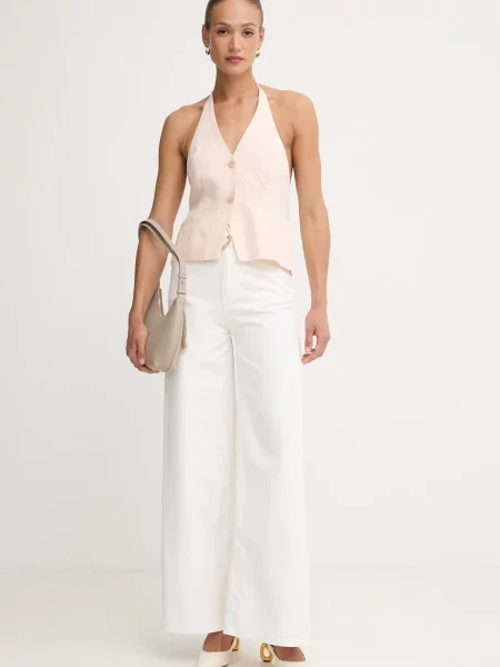 Twinset blugi wide leg feminini bej