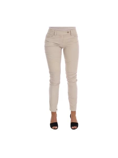 Skinny jeansy skinny Ermanno Scervino o skróconej długości beżowe