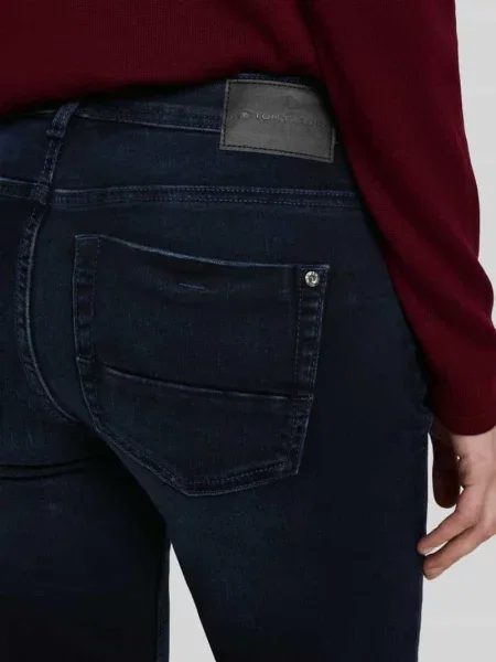 Jeansy o kroju straight fit w stylizowanej na denim ciemnej tonacji Tom Tailor granatowe