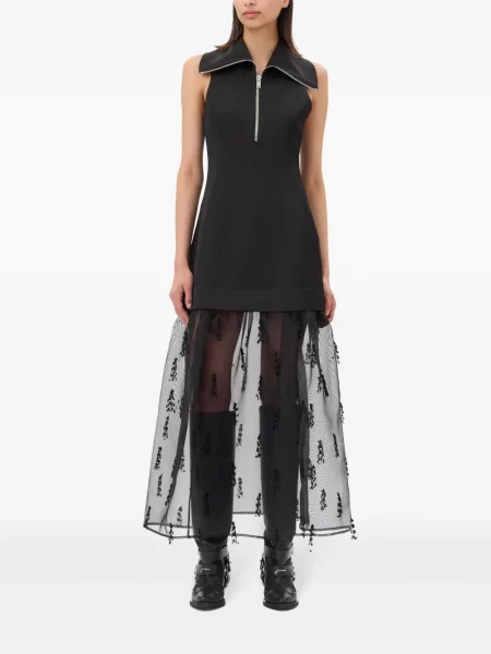 Rochie midi Ganni până la genunchi de costum negru