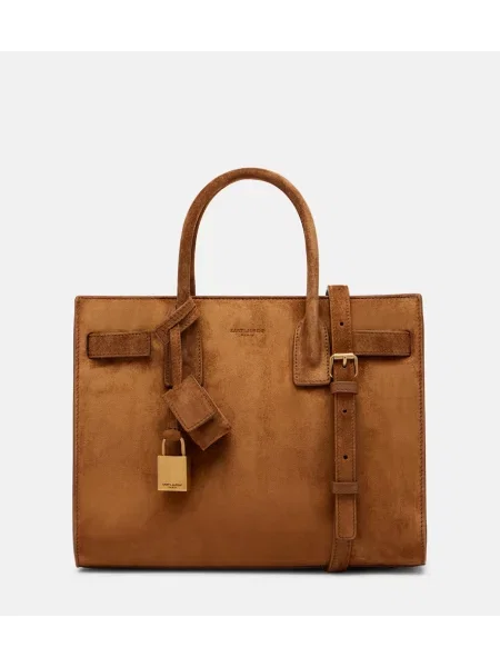 Geantă Saint Laurent din piele de căprioară maro