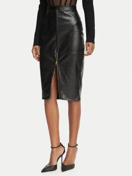 Elisabetta Franchi Φούστα από απομίμηση δέρματος Fitted Fit μαύρο