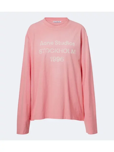 Tricou Acne Studios din jerseu cu autograf roz