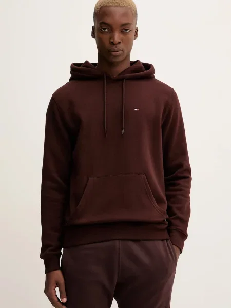 Bluza z kapturem Tommy Jeans Reg Flag Fleece brązoworuda S brązowa