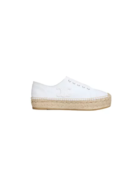 Espadryle Céline skórzane wiązane białe