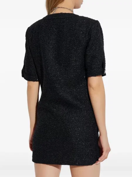 Rochie Alessandra Rich cu funde din tweed de costum negru