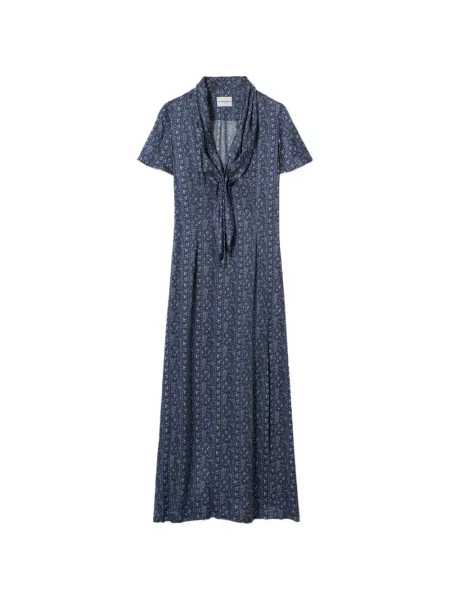 Rochie midi Claudie Pierlot cu imagine cu model paisley albastru