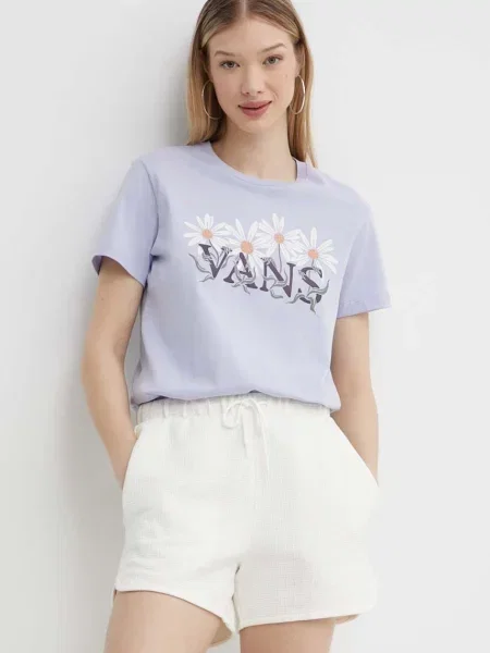 Къс панталон Vans с изчистен дизайн с висока талия бежово