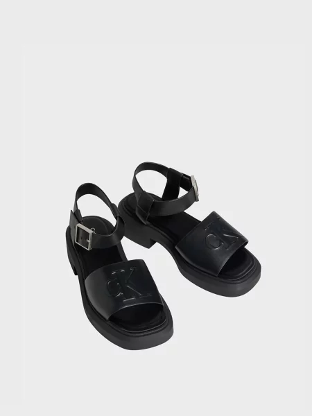 Кожаные босоножки Calvin Klein чанки черные