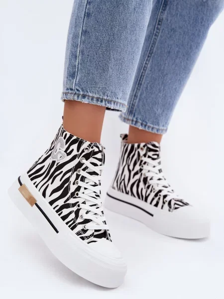 Sneakerși Boto cu model zebră negru