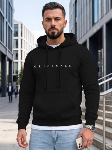 Bluza z kapturem z nadrukiem ORIGINALS Dstreet czarna