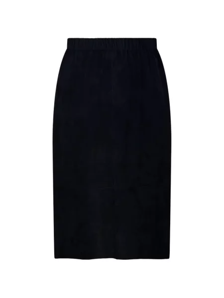Fustă midi 's Max Mara din piele de căprioară cu cordon albastru