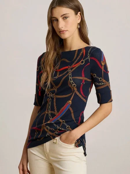 Majica z dolgimi rokavi Lauren Ralph Lauren modra