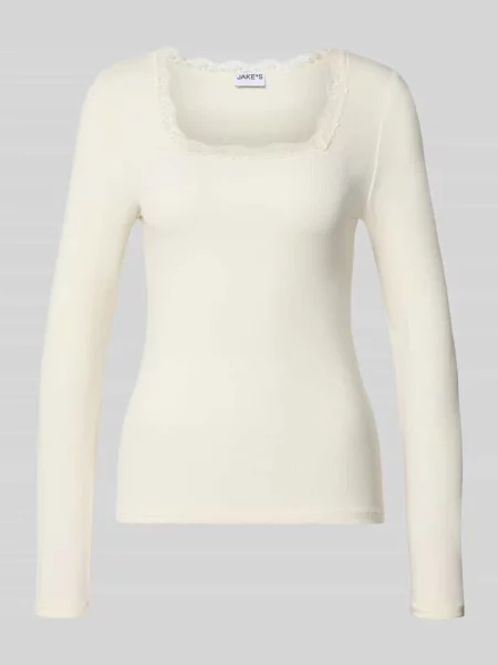 Bluzka z długim rękawem o kroju slim fit z mieszanki bawełny Jake*s Casual biała