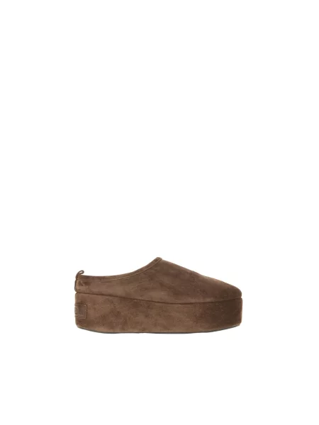 Klapki mules Balenciaga wełniane na platformie brązowe