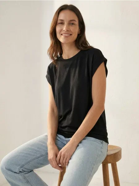 Майка на бретелях з домішкою чорний