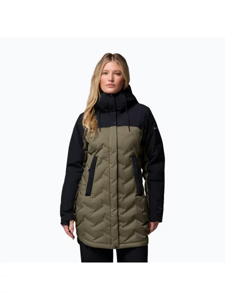 Palton cu puf pentru femei Columbia Mountain Croo III Mid Down stone green/black negru