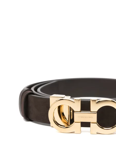 Curea Ferragamo din piele de căprioară maro