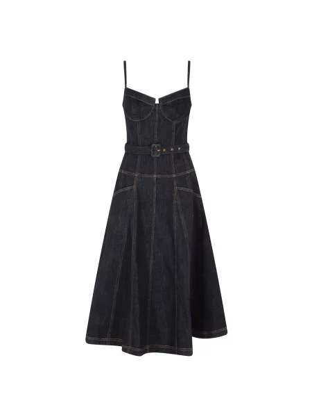 Sukienka jeansowa Self-portrait do kolan niebieska