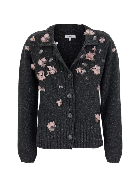 Cardigan Markgong cu paiete cu model floral gri
