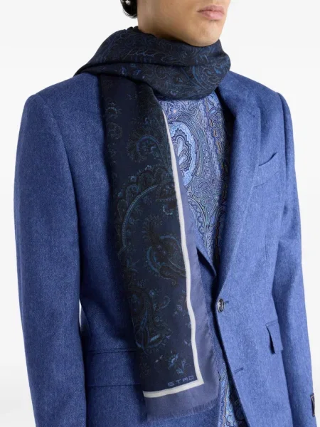 Fular Etro cu model paisley albastru