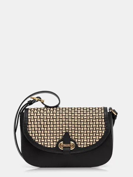 Usnjena torbica Pollini črna