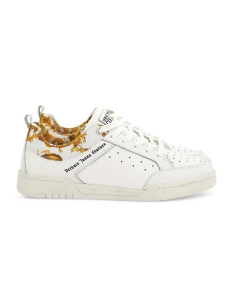 Sneakersy Versace Jeans Couture skórzane z nadrukiem białe