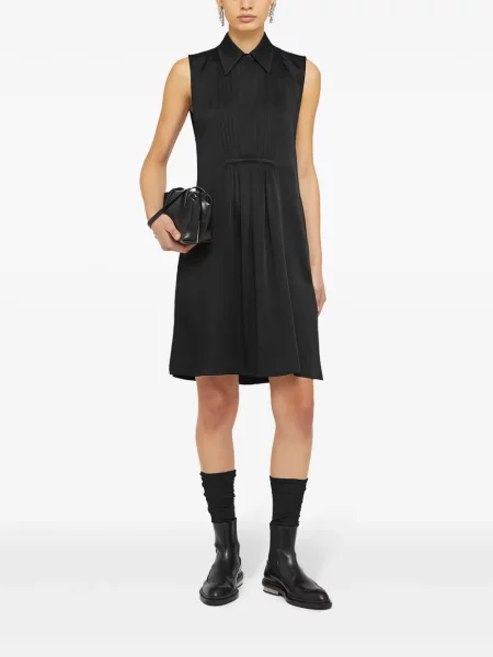 Klasikinio apykaklė suknele Jil Sander satininis juoda
