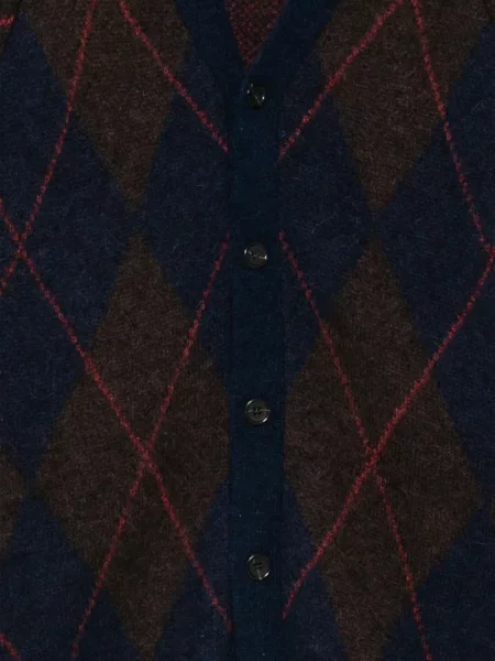 Cardigan Universal Works cu model argyle albastru
