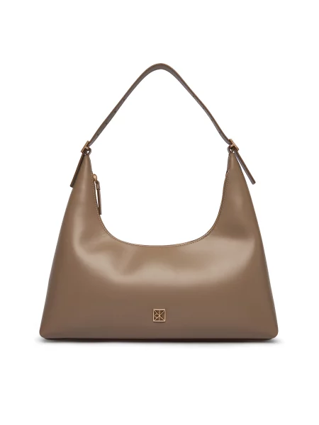 Calvin Klein Ročna torba Emblem Hw Lthr Shoulder Bag bež