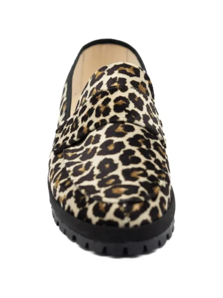 Pantofi loafer Gondolina cu imagine cu model leopard maro