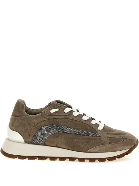 Sneakerși Brunello Cucinelli din piele de căprioară maro