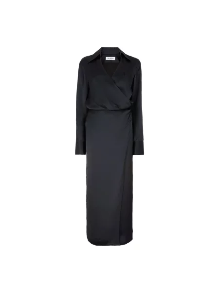 Satynowa sukienka koszulowa The Attico czarna