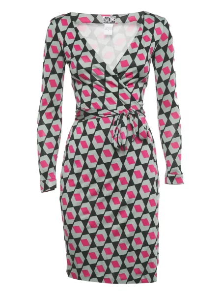 Rochie Dvf Diane Von Furstenberg cu imagine cu imprimeu geometric de costum gri