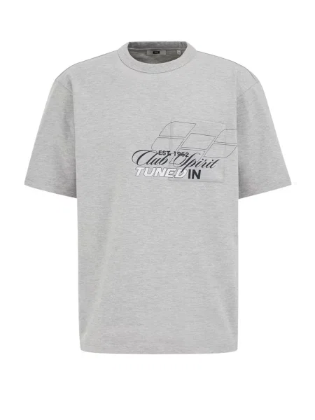 WE Fashion Tricou gri / negru alb
