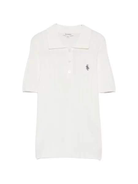 Tricou polo Sporty & Rich tricotate alb