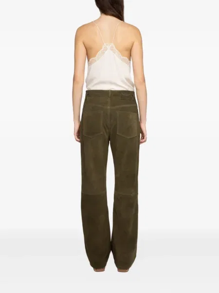 Pantaloni Zadig&voltaire din piele de căprioară verde