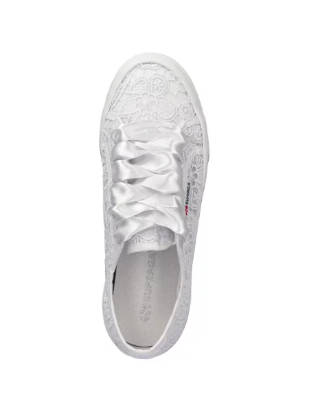 Sneakers Superga με πλατφόρμα με δαντέλα λευκό