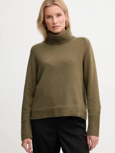 Joop! sweter z dodatkiem wełny z golfem zielony